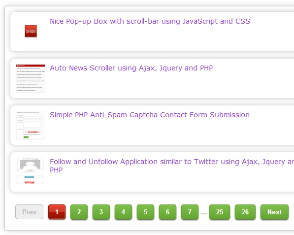 Pagination System using Ajax, Jquery and PHP