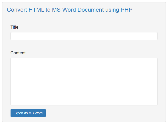 Convert HTML to MS Word Document using PHP