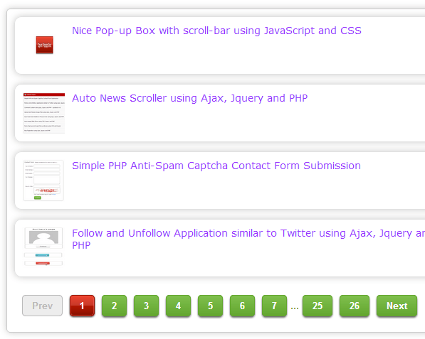 Pagination System using Ajax, Jquery and PHP