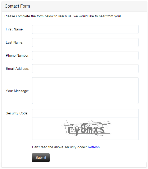 Responsive Contact Form with Captcha using Jquery and PHP