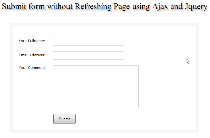 Submit form without Refreshing Website Page using Ajax and Jquery